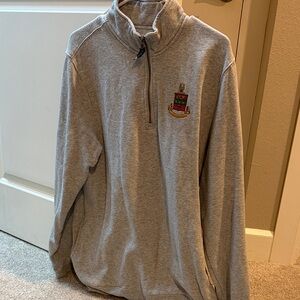 Alpha Chi Omega Embroidered Crest Gray Quarter-Zip Pullover